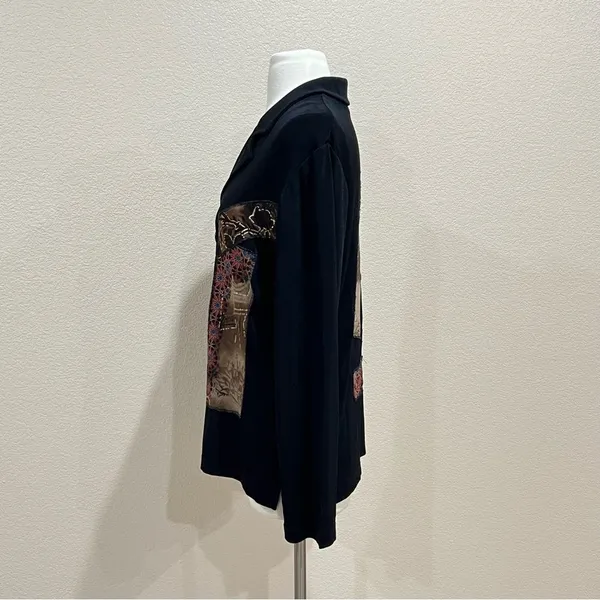 Picadilly Fashions Floral Patchwork Black Blazer Cardigan Size Medium - Image 7