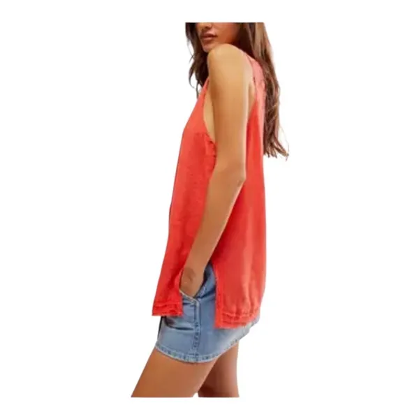 We The Free Free People Love Language Henley Tank Top Coral Sleeveless NWT Small - Image 14