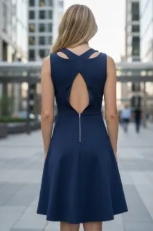 Ya Los Angeles Fit and Flare Navy Blue Dress Size M - Image 8