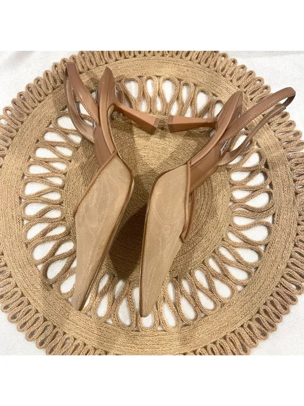 Steve Madden Finlee Mesh Slingback Pumps Size 9.5 Natural - Image 6