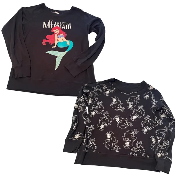 Disney The Little Mermaid Ariel Sweatshirt Long Sleeve Black Reversible Womens M - Image 2