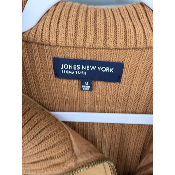 Jones New York Womens‎ Jacket Camel Quilted Ribbed Knit Hybrid Medium - Image 4