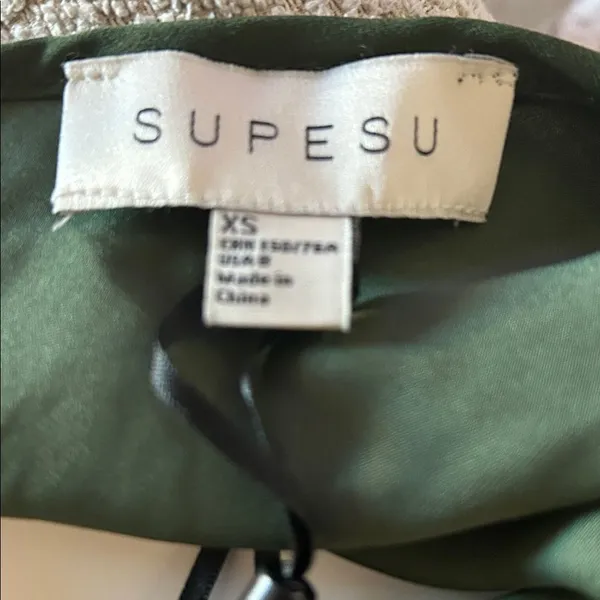SUPESU Satin Midi Slip Dress Adjustable Spaghetti Strap, Green, Size XS, NWT - Image 9