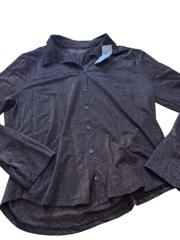 Abercrombie & Fitch Women XL Bronze Metallic Shimmer Button Front Blouse NWT Top - Image 5