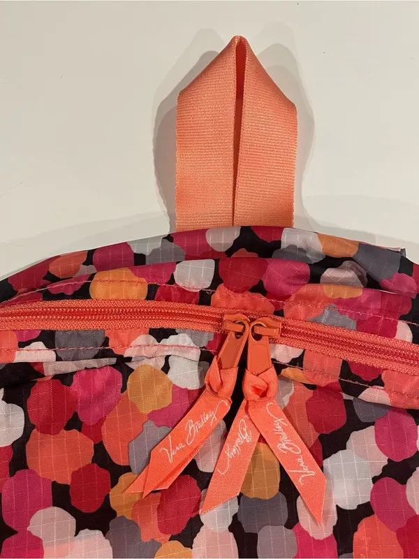 Vera Bradley Pixie Confetti Backpack ReActive Lightweight Pink Orange Double Zip - Image 3