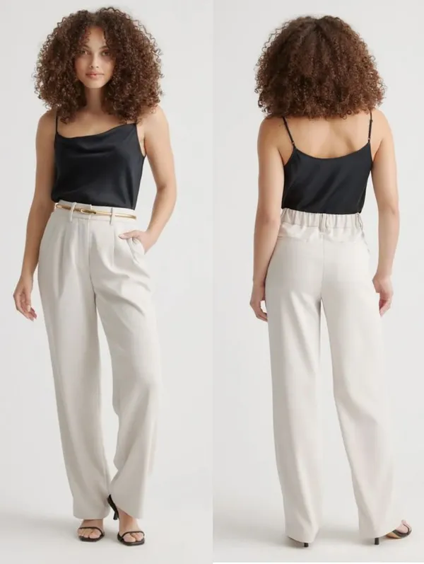 Quince Stretch Crepe Pleated Wide Leg Pants - Image 2