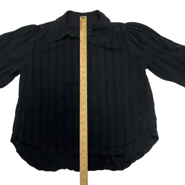 FREE PEOPLE Happy Days Puff Sleeve Cropped Blouse In Black Size Small - Image 8