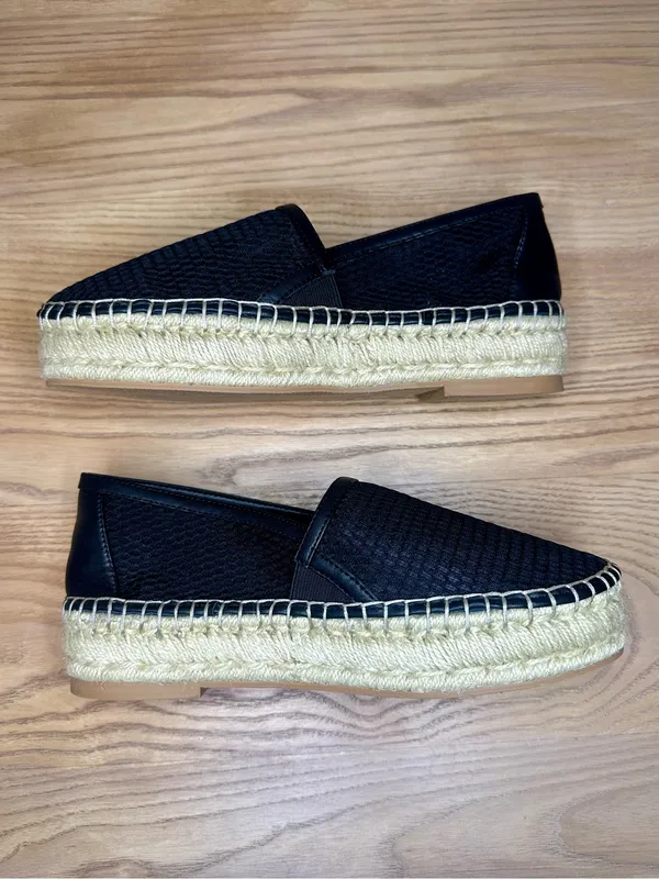 Steve Madden Baywalk Black Mesh Espadrille Platform Flat - Image 4