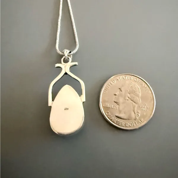 Dichronic Glass Pendant Sterling Silver with SS Plate Chain CHRISTMAS Green🌲 - Image 4