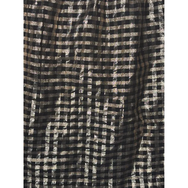 J.Crew Mini Skirt L Gold Metallic Gingham BM055 Holiday Party Glam Pull On - Image 5