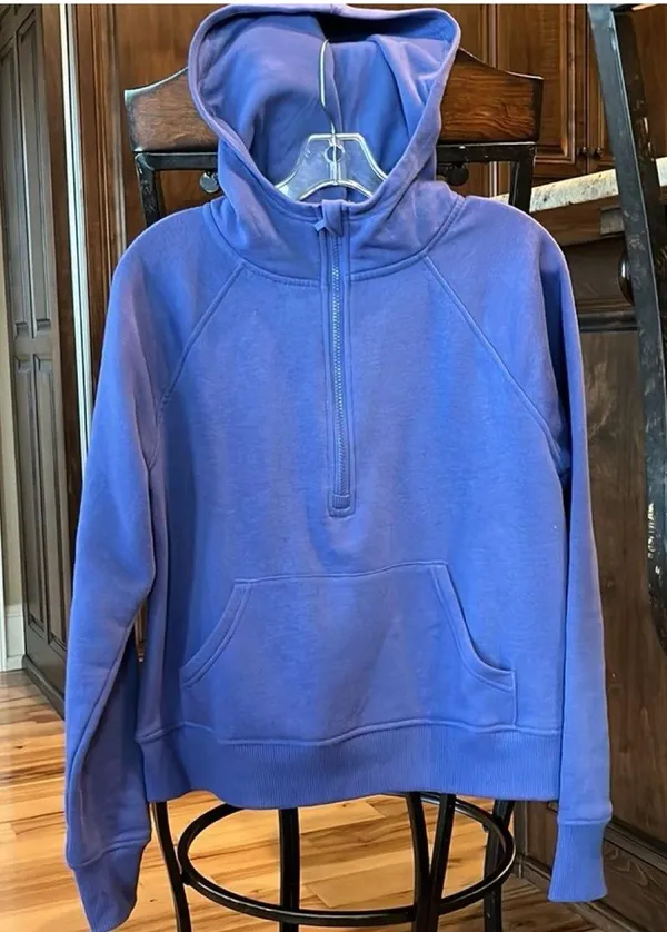 Member's Mark Scuba Hoodie Periwinkle Pullover Cotton Sweatshirt Knit Womens Medium - Image 4