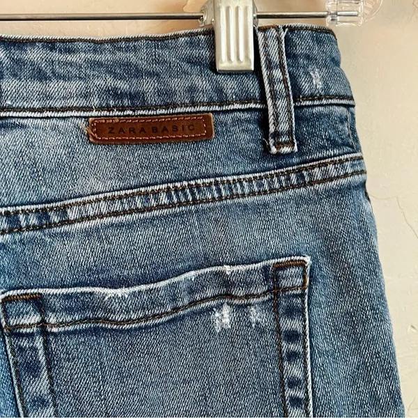 Zara Distressed Cuffed Long Line Denim‎ Shorts - Image 6