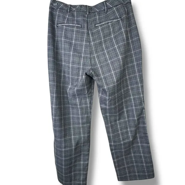 Abercrombie & Fitch Simone Plaid High Rise Ankle Flare Tailored Trouser Pants - Image 6
