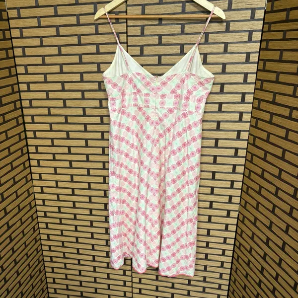 J. Crew Pink‎ And White Floral Cotton Dress Size 12 - Image 2
