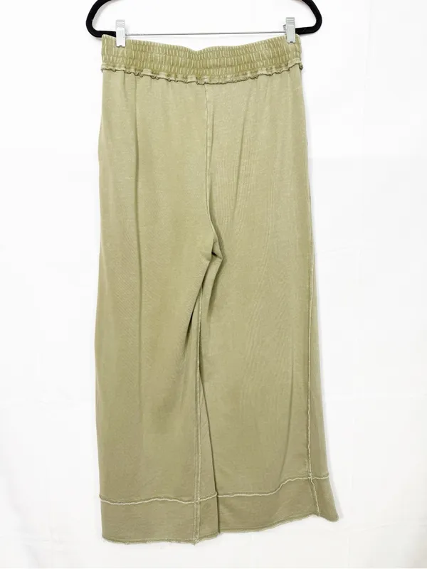 Anthropologie X Daily Practice The Seamed Wide Leg Pants Lounge Olive Green - Image 4