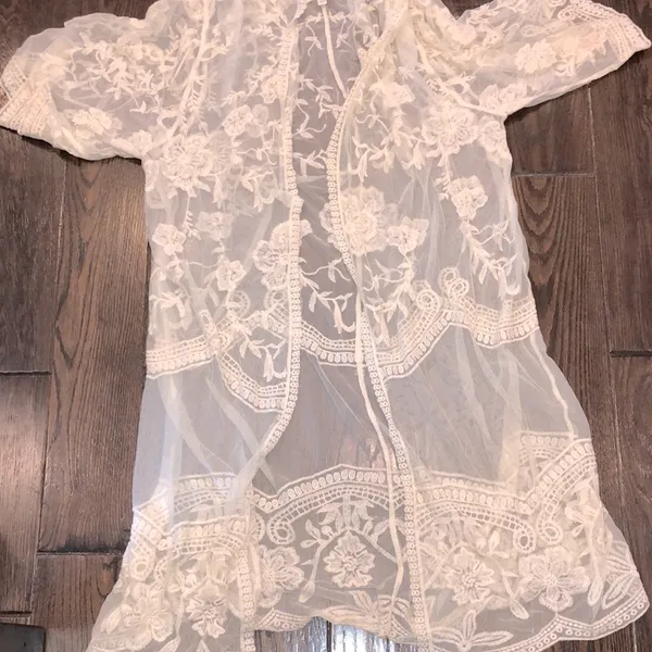 ADIVA ivory color lace knit light sheer kinono size XLarge - Image 2