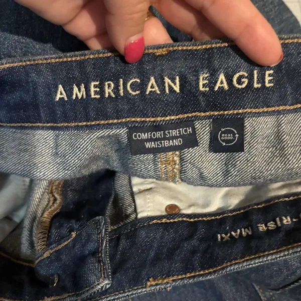 American Eagle Y2K Low-Rise Maxi ‎ Jean Skirt Sz 8 Medium Wash Grunge Denim - Image 6