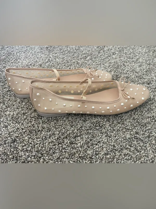 Women’s Dolce Vita Cadel Pearl Mesh Ballet Flats Beige Size 11 - Image 5