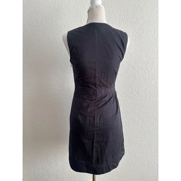 Ann Taylor LOFT Dress 4 Black Sleeveless‎ Cotton V-Neck A-Line Side Zip - Image 2