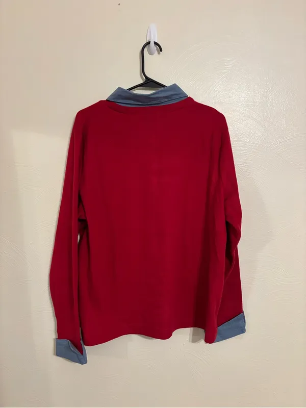 Breckenridge Cardinal Embroidered Layered Sweater Shirt XL Red - Image 7
