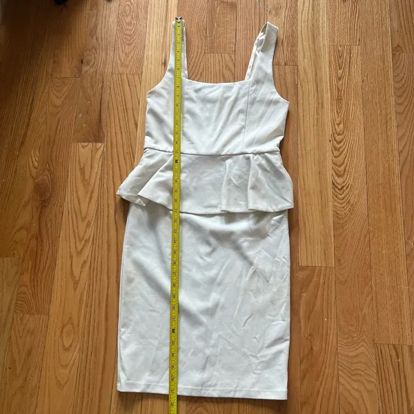 Alice + Olivia Isaac Peplum Sheath Dress Neutral Workwear Office Cocktail Sz S - Image 9