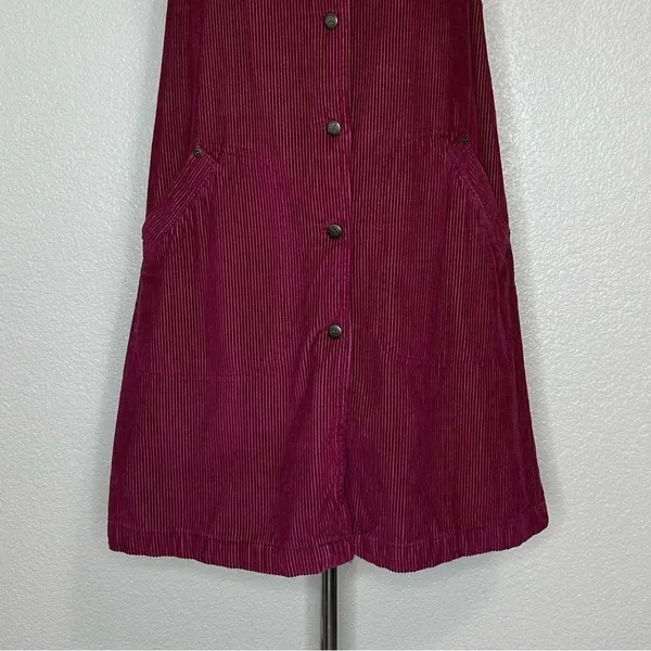 Blue J. 100% Cotton Corduroy Burgundy Button Down Sleeveless Dress - Image 3
