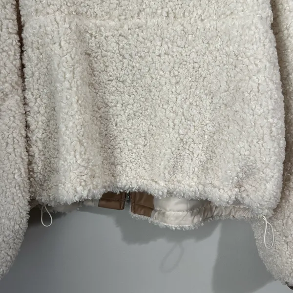 Blank NYC‎ Women's Large Bomber Jacket Faux Shearling Sherpa Vegan Leather Trim - Image 8