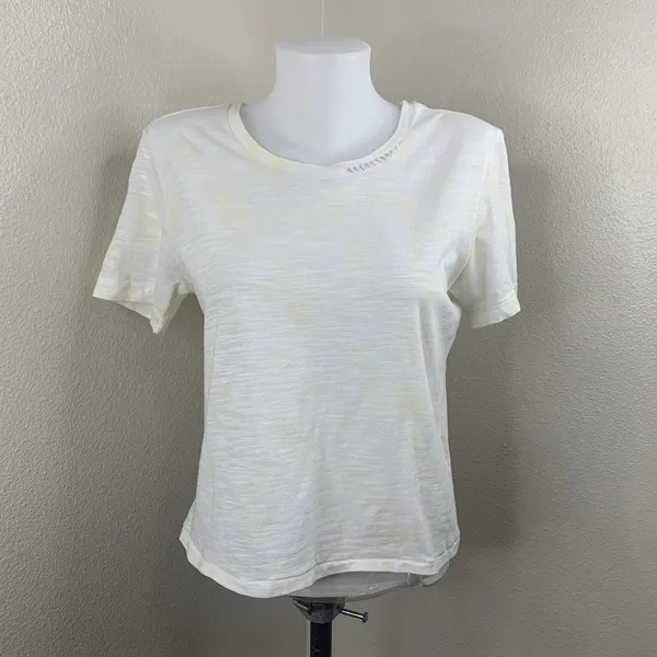 Loveshackfancy White Yellow Speckled Tshirt Women’s Sz XS Cotton Top *Flaw - Image 2