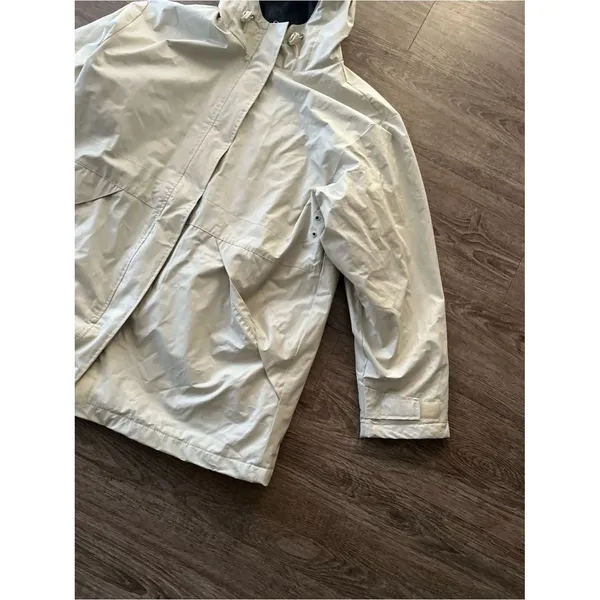 Outbrook Fleece Lined Rain Jacket Womens Medium Cream Hooded Utility Coat - Image 5