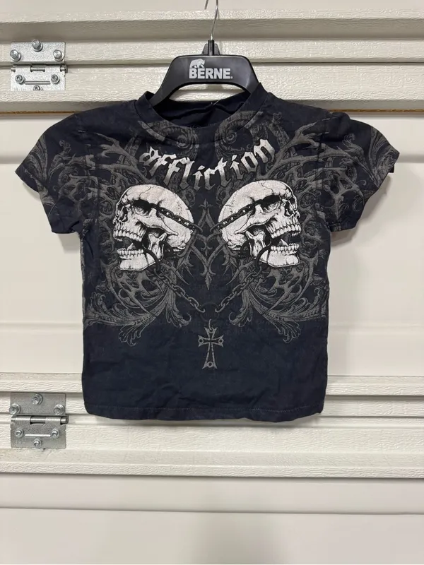 AFFLICTION Collapse Womens Baby Tee XS New Cropped Length - Image 3