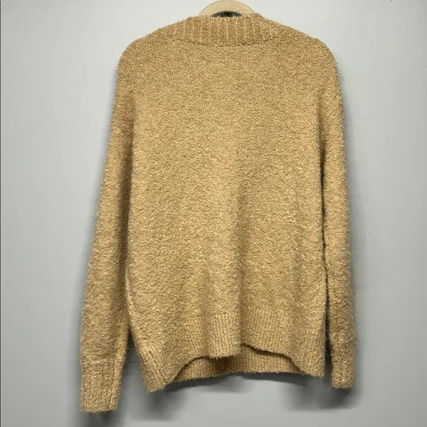 Aerie Teddy Boucle V-Neck‎ Sweater Tan Beige Oversized Cozy XS NWT - Image 4