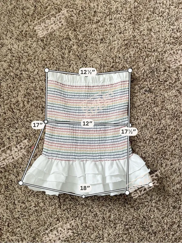 DO+BE White Smocked Mini Skirt with Multicolor Stripe Detail Sz S - Image 7