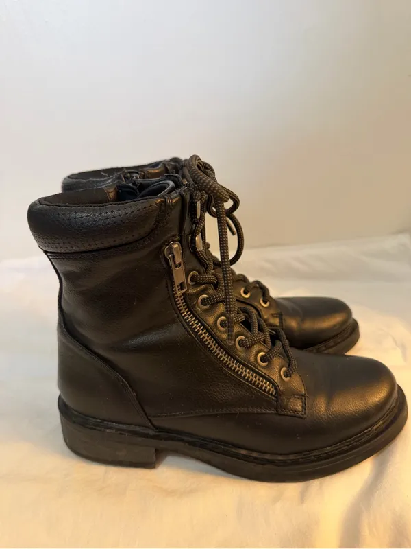 BareTraps Black Lace-Up Ankle Boots with Side Zipper Detail - Image 2