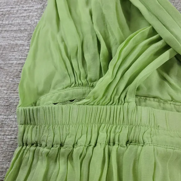 Scotch & Soda Tiered Maxi Dress Womens M Green Deep V Neck Cross Back - Image 16