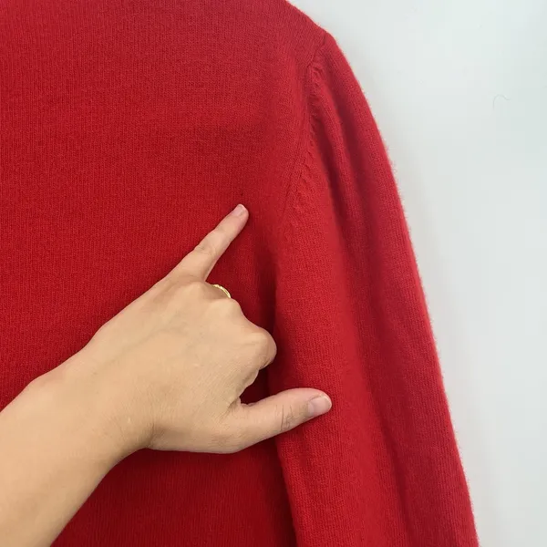 Women's Red Sweater Bianco & Blu Merino Wool Blend Christmas Bright Italy Relax - Image 8