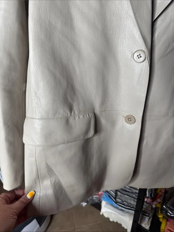 Aritzia Wilfred Memories Vegan Leather Blazer Beige Size XS - Image 6