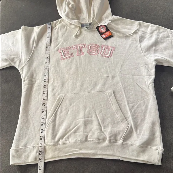 Women’s White Embroidered ‘ETSU’ Hoodie East Tennessee State University Size M - Image 6