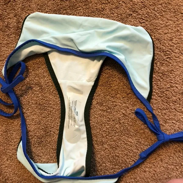 NEW NWT AERIE AMERICAN EAGLE Light Blue Cheeky Tie Side String Bikini Bottom XL - Image 11