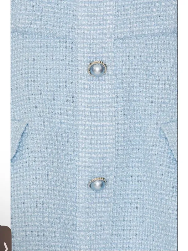 MORE TO COME Anwen Mini Dress in Baby Blue Large New Womens Tweed Aline - Image 13