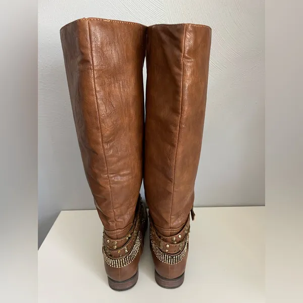 Not Rated "Cocktail Queen" Riding Boots with Studded Rhinestone Straps - Image 6