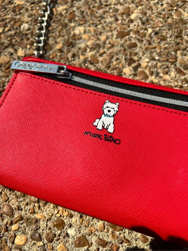 Westie West Highland Terrier Cross Body Purse Marc Tetro Red Wallet on Chain Dog - Image 4