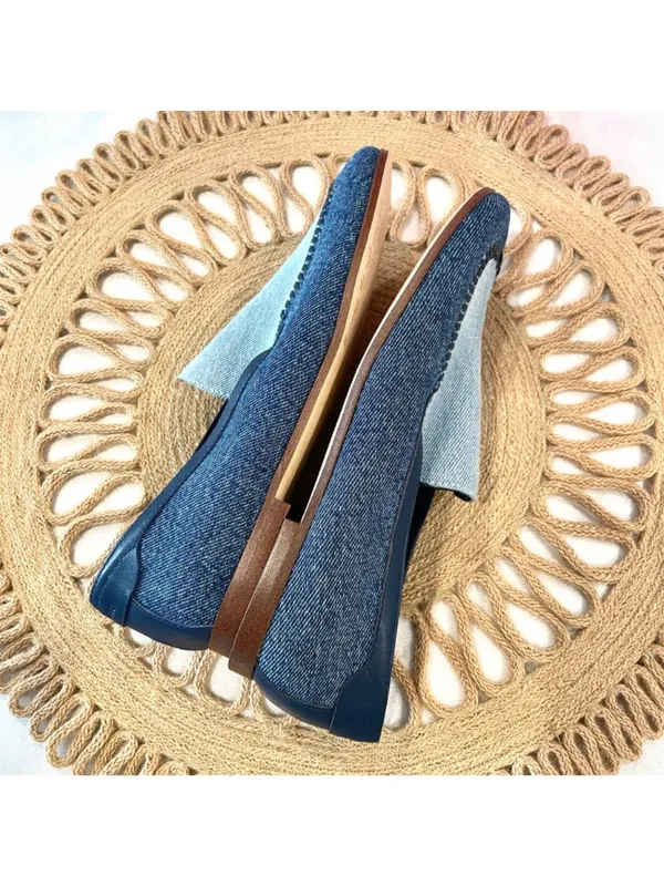 Franco Sarto Flexa Gala Slip-on Flat Loafers Size 6 Blue Denim Coastal Prep - Image 6