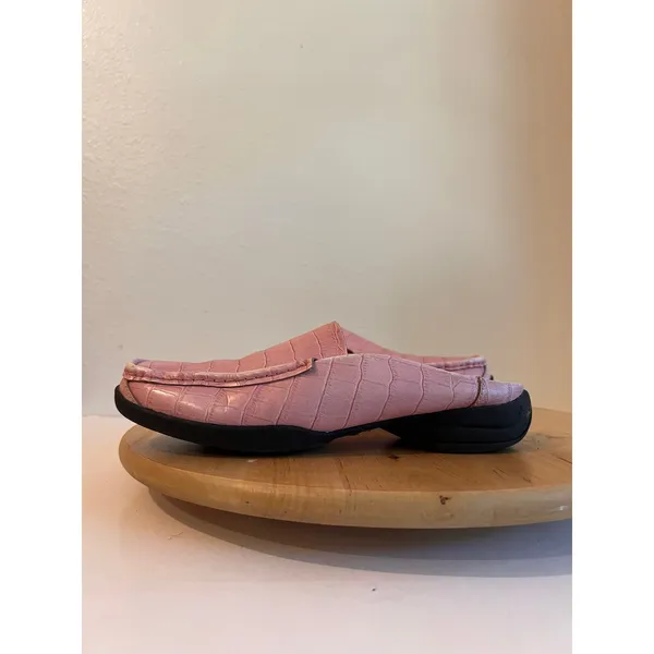 Valencia Y2K Vintage Pink Genuine Leather Square Toe Slide On Mule Loafer Size 8 - Image 8