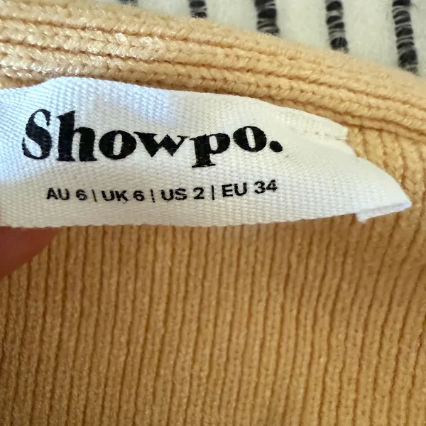 SHOWPO | Butter Cream Yellow Alabama Midi Knit Dress Off Shoulder Cutout Size 2 - Image 6