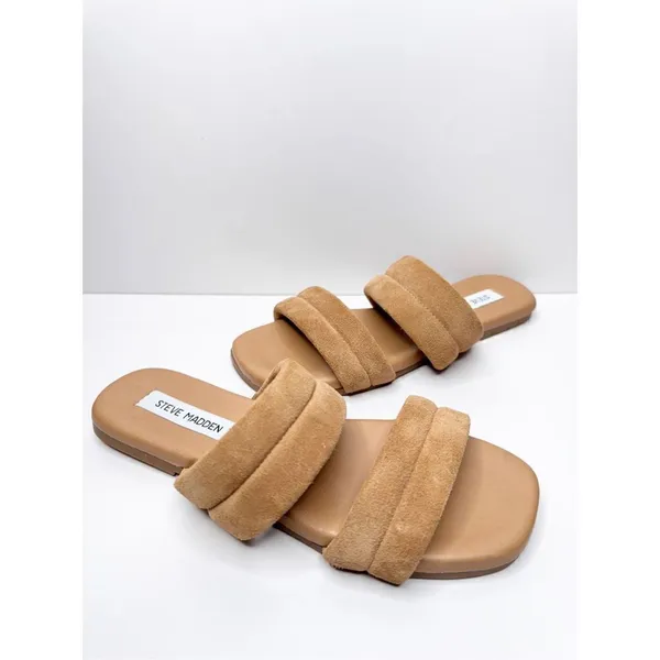 Steve Madden Sandals Womens Size 8 Tan Leather Double Strap Open Toe‎ - Image 3