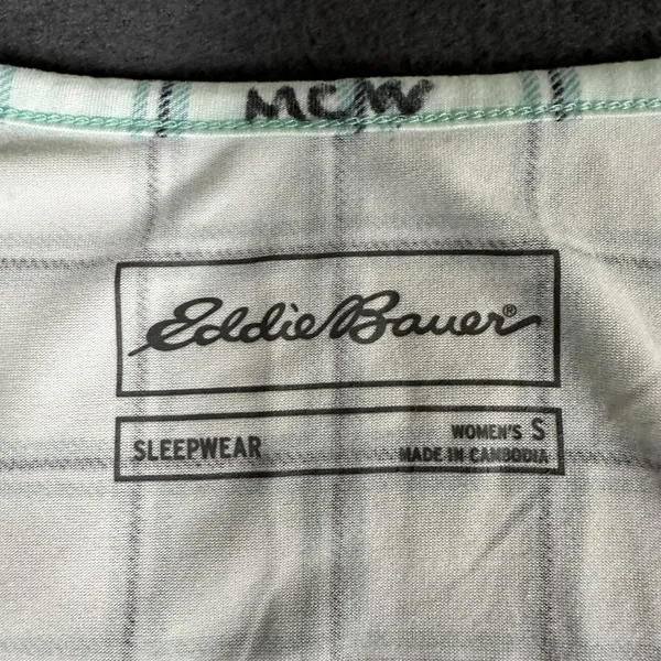 Eddie Bauer Pajama Set Womens Small Green Plaid Tank Top Pants Sleepwear Jersey - Image 5