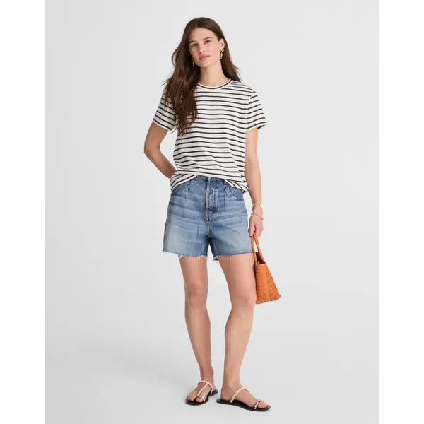 MADEWELL The Perfect Crewneck Tee in Allday Jersey in Roasted Chicory Size Large - Image 8