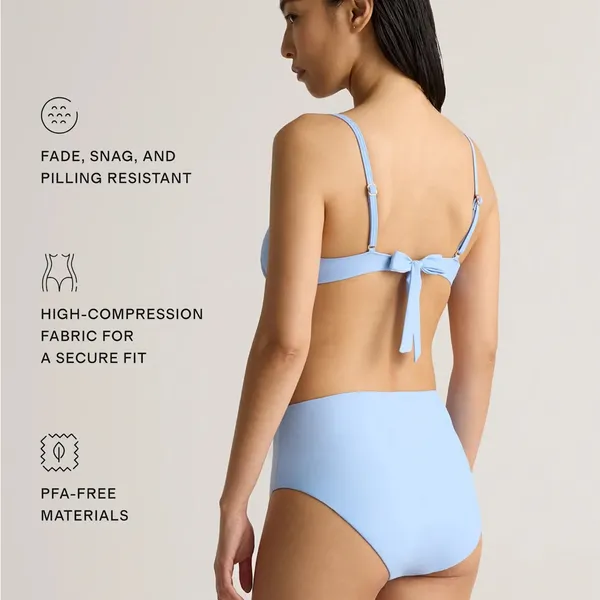 NWT Quince Women's Italian Demi Bikini Top Clear Blue Sky Size Large - Image 4
