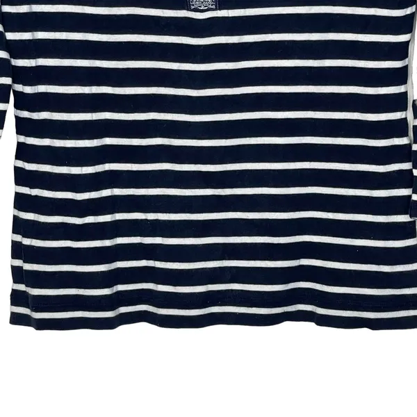 LRL Lauren Jeans Co. Striped Henley‎ Top Women Medium 3/4 Sleeve Front Button - Image 4