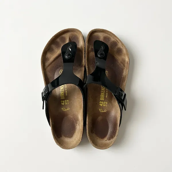 Birkenstock Gizeh Birko-Flor Patent Black Sandals Size 42 US 11 - Image 6